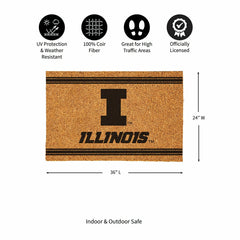 University of Illinois Large One Color Coir Mat, 36"x24"