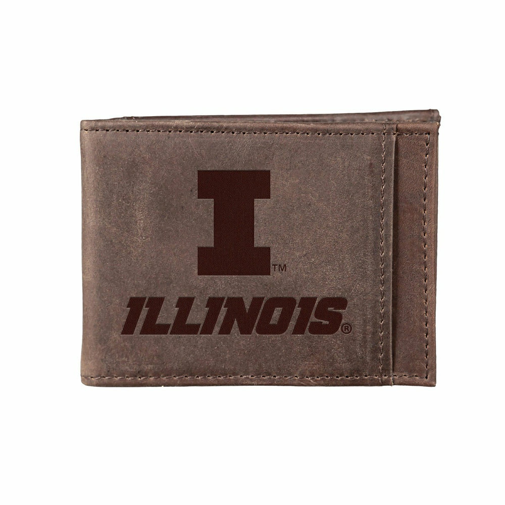 Front Pocket Wallet w/ RFID Blocking, University of Illinois, Brown