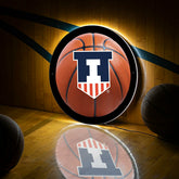 LED Wall Decor, Round, Med, Illinois, Basketball