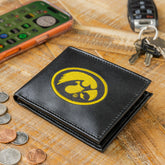 University of Iowa Black Bi-Fold Embroidered Wallet w/ RFID Blocking