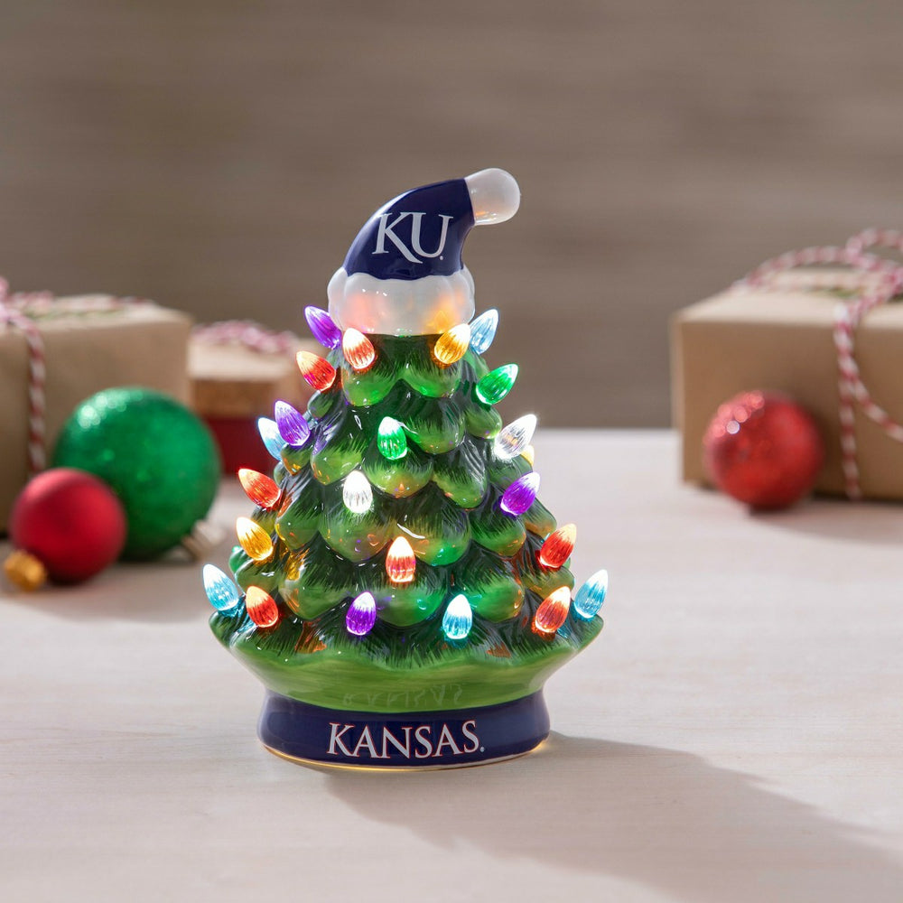 8" LED Ceramic Christmas Tree, University of Kansas