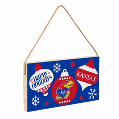 University of Kansas Holiday Wood Wall Sign, 6x11