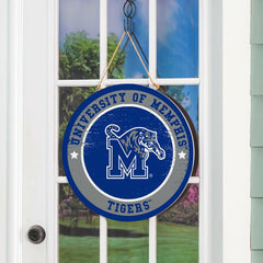 University of Memphis Round Door Décor with Hanging Rope, 18x18