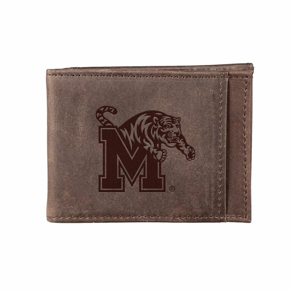 Front Pocket Wallet w/ RFID Blocking, University of Memphis, Brown