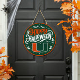 University of Miami Halloween Round Door Décor with Hanging Rope, 18x1