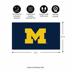 Full Color PVC Mat, 16" x 28", University Of Michigan