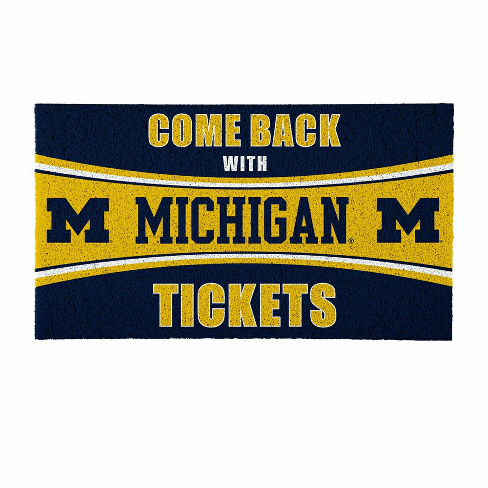28" x 16" PVC Trapper Mat, Come Back with Tickets, University Of Michi