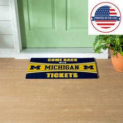 28" x 16" PVC Trapper Mat, Come Back with Tickets, University Of Michi