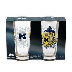 University Of Michigan 16oz Glass pint, Set of 2
