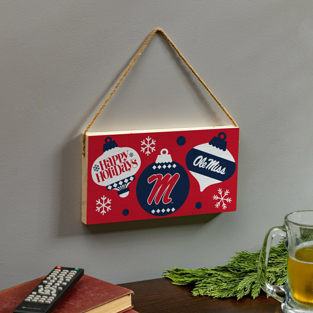University of Mississippi Holiday Wood Wall Sign, 6x11