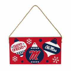 University of Mississippi Holiday Wood Wall Sign, 6x11