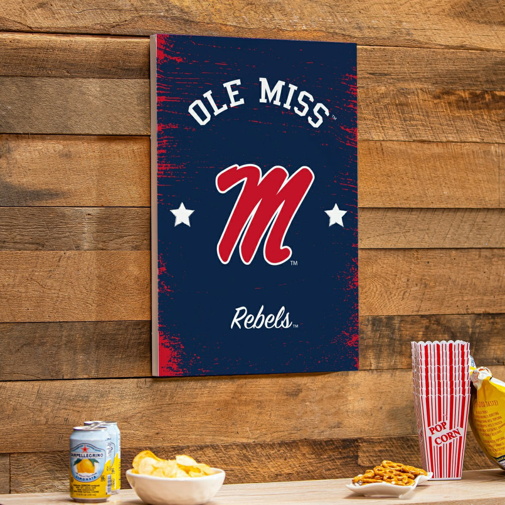 University of Mississippi Wood Wall Sign, 16x24