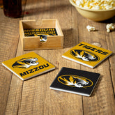 University of Missouri Ceramic Coasters Set, 4pcs with Wood Caddy