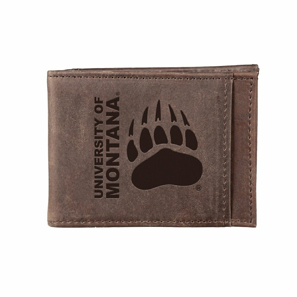 Front Pocket Wallet w/ RFID Blocking, University of Montana, Brown