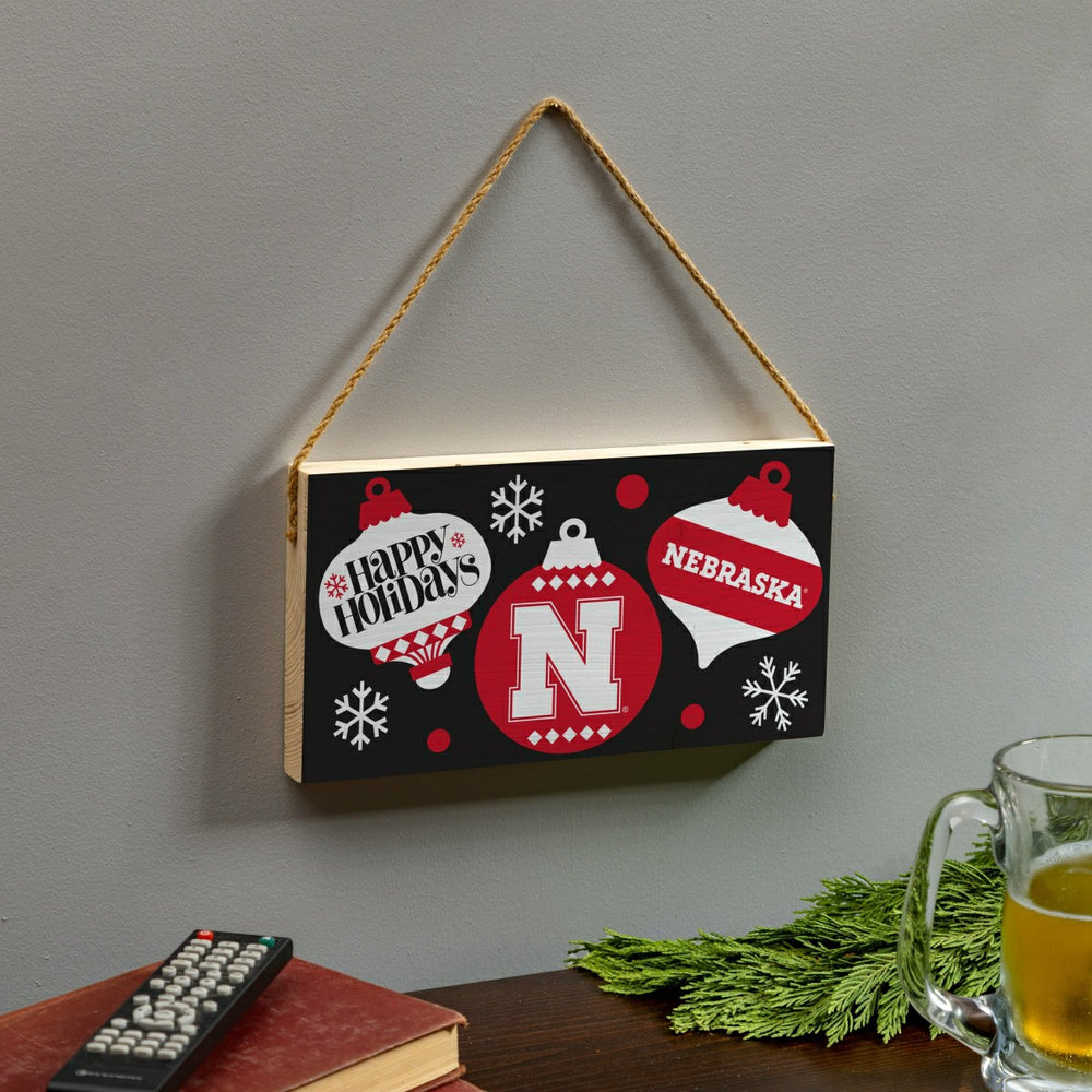 University of Nebraska Holiday Wood Wall Sign, 6x11