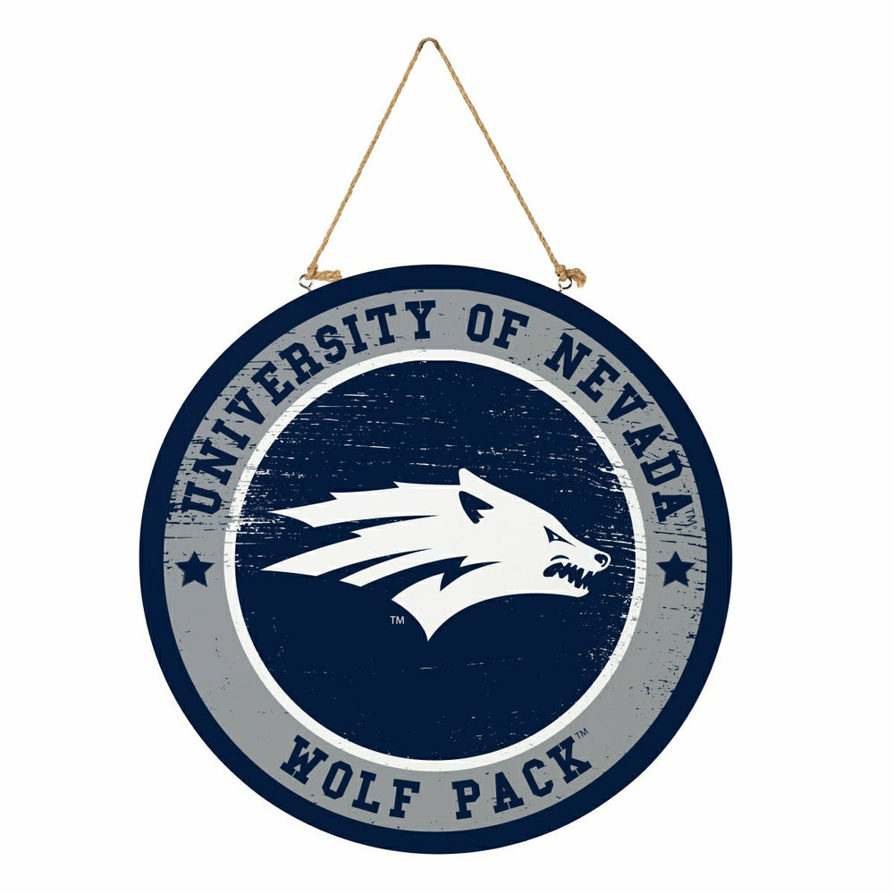 University of Nevada Round Door Décor with Hanging Rope, 18x18