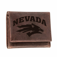 University of Nevada, Reno, Tri-Fold Wallet, Brown, CH, 100% Genuine L