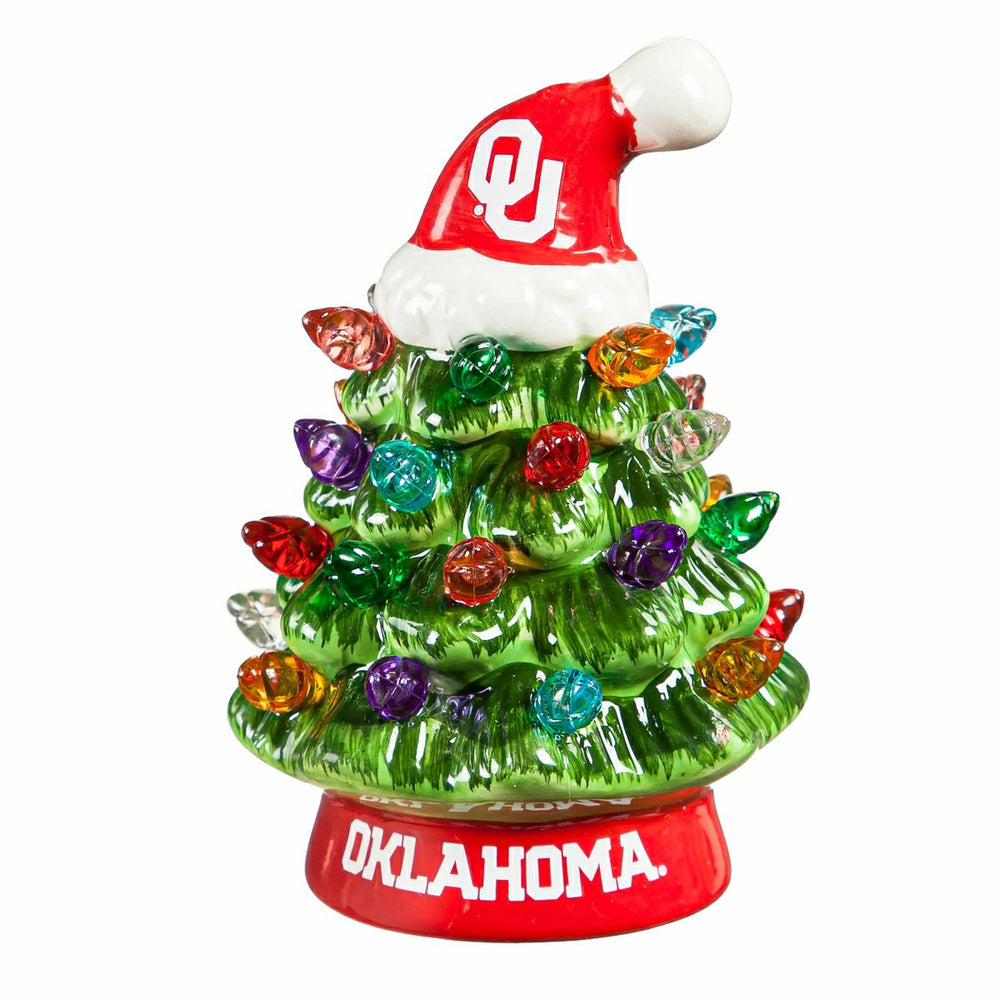 4" Mini LED Tabletop Christmas Tree, Set of 2, University of Oklahoma