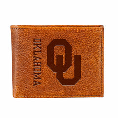 University of Oklahoma, Embossed 100% Genuine Tumbled Leather Passcase