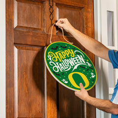 University of Oregon Halloween Round Door Décor with Hanging Rope, 18x