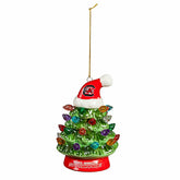 4" LED Ceramic Christmas Tree Ornament with Team Santa Hat, University