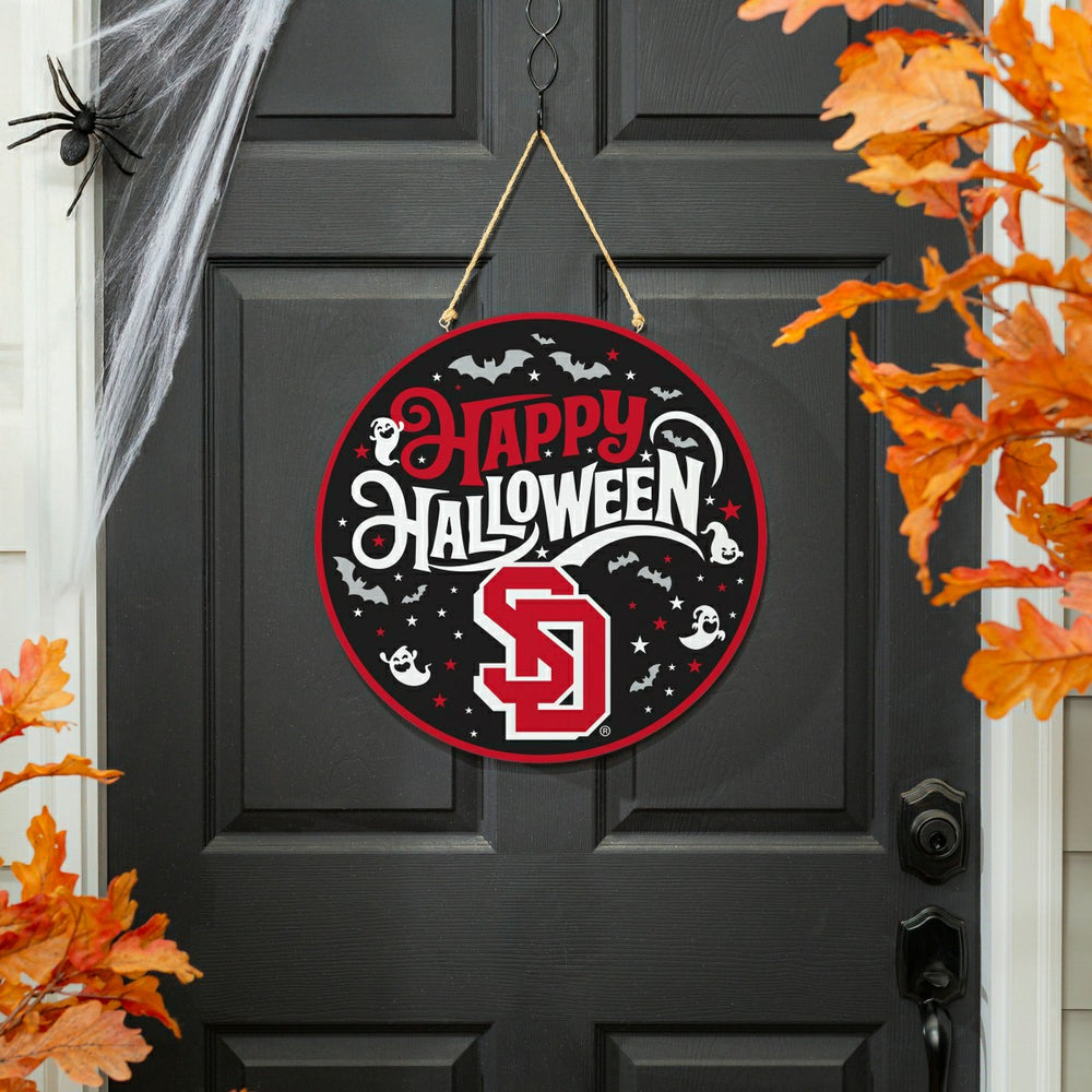 University of South Dakota Halloween Round Door Décor with Hanging Rop