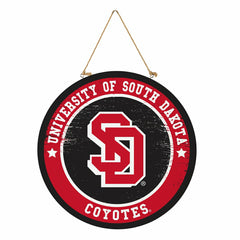 University of South Dakota Round Door Décor with Hanging Rope, 18x18