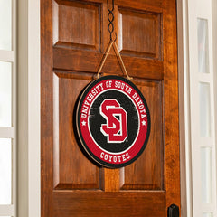 University of South Dakota Round Door Décor with Hanging Rope, 18x18