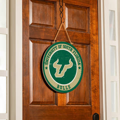 University of South Florida Round Door Décor with Hanging Rope, 18x18