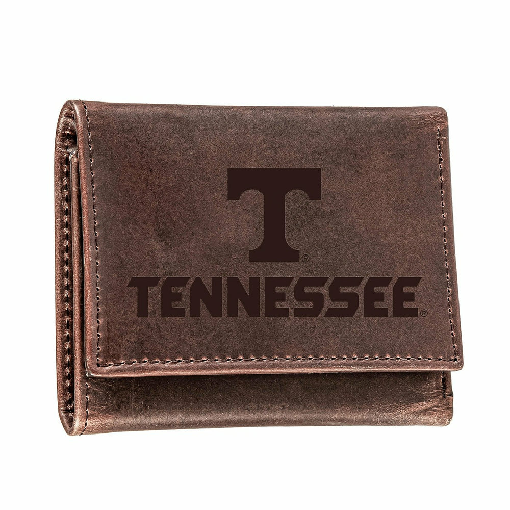 University of Tennessee, Tri-Fold Wallet, Brown, CH, 100% Genuine Leat