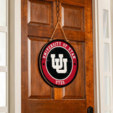 University of Utah Round Door Décor with Hanging Rope, 18x18
