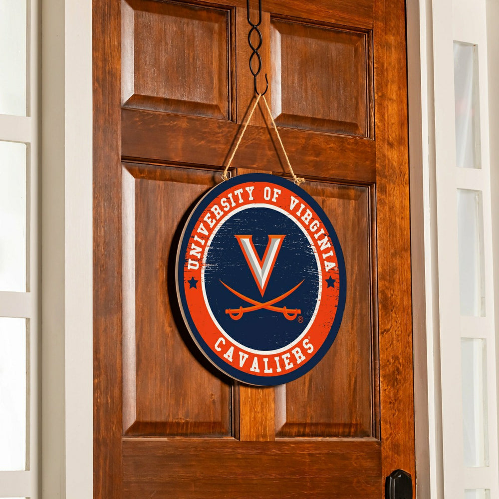 University of Virginia Round Door Décor with Hanging Rope, 18x18
