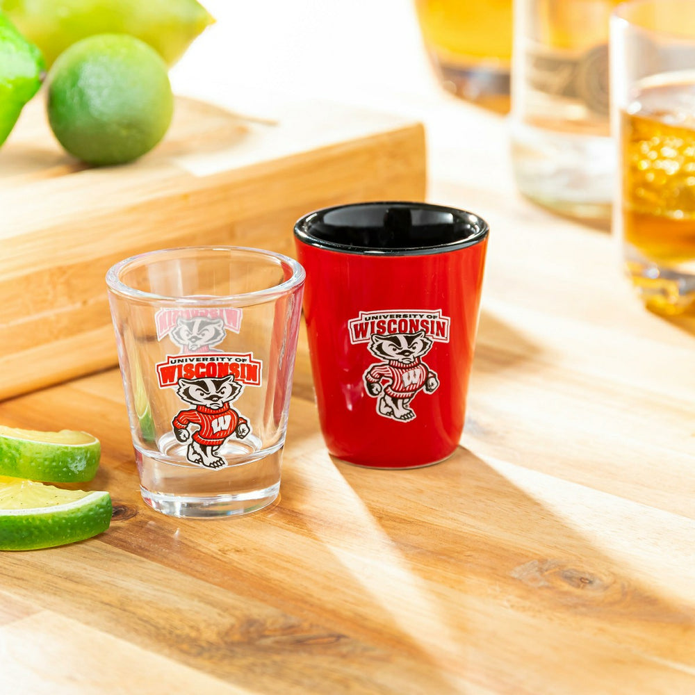 University of Wisconsin-Madison 4-Piece Ceramic and Glass 2oz. Shot Gl