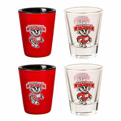 University of Wisconsin-Madison 4-Piece Ceramic and Glass 2oz. Shot Gl