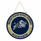 US Naval Academy Round Door Décor with Hanging Rope, 18x18