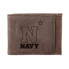 Front Pocket Wallet w/ RFID Blocking, US Naval Academy, Brown