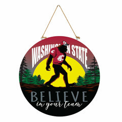 Washington State University Bigfoot Round Door Décor with Hanging Rope