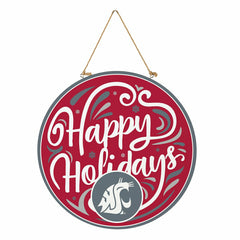 Washington State University Holiday Round Door Décor with Hanging Rope