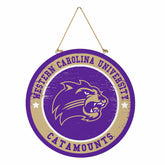Western Carolina University Round Door Décor with Hanging Rope, 18x18