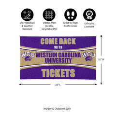 28" x 16" PVC Trapper Mat, Come Back with Tickets, Western Carolina Un