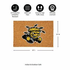 Wichita State University Large Full Color Coir Mat, 36"x24"