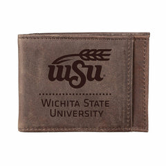 Front Pocket Wallet w/ RFID Blocking, Wichita State, Brown