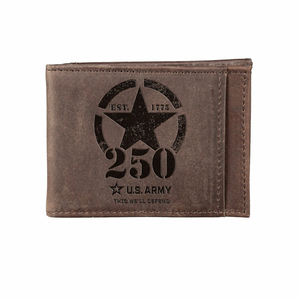 Front Pocket Wallet w/ RFID Blocking, US Army, 250th Anniversary, Brow