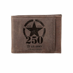 Front Pocket Wallet w/ RFID Blocking, US Army, 250th Anniversary, Brow