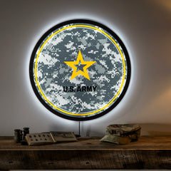 US Army Military Large Round Edgelite LED Decor
