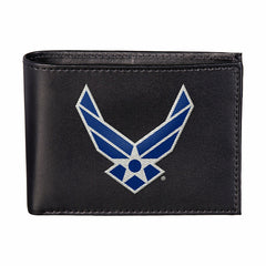 U.S. Air Force Black Bi-Fold Embroidered Wallet w/ RFID Blocking