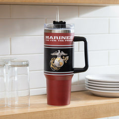40oz Stainless Steel Canyon Cup w/ Straw, US Marine Corps