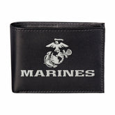 U.S. Marine Corps Black Bi-Fold Embroidered Wallet w/ RFID Blocking