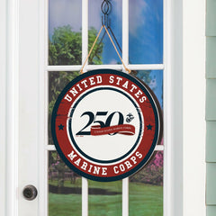 US Marine Corps, 250th Anniversary Round Door Décor with Hanging Rope,