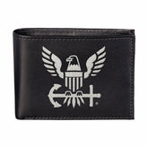 U.S. Navy Black Bi-Fold Embroidered Wallet w/ RFID Blocking